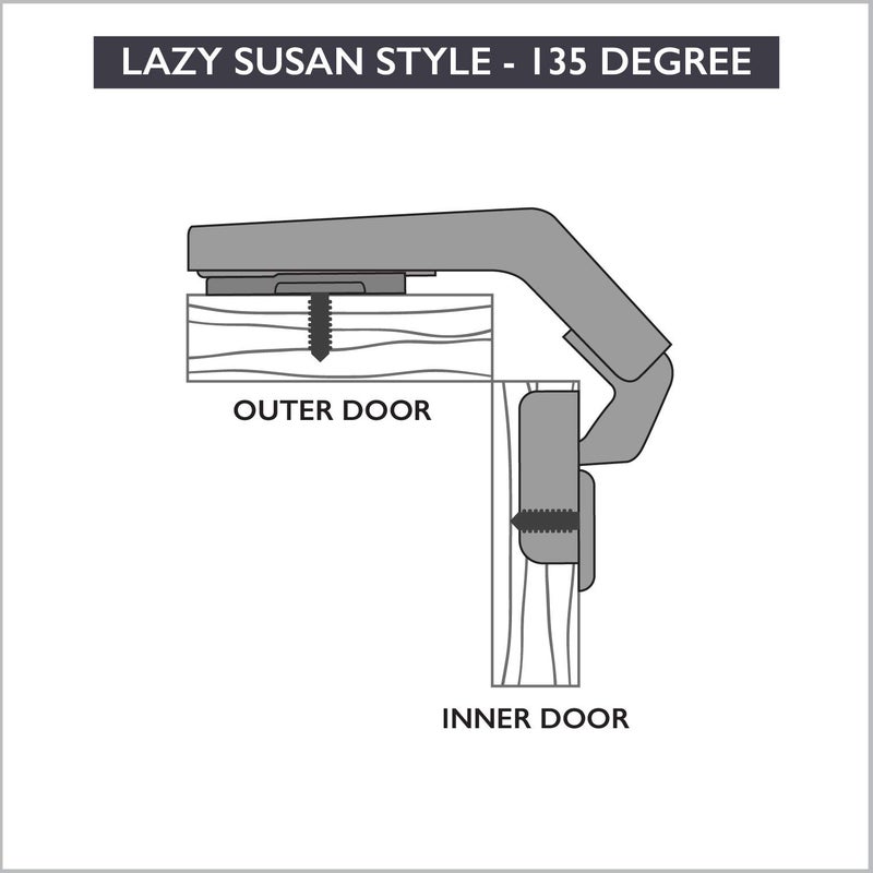 Ilyapa Corner Cabinet Hinges Satin Nickel, 2 Pack - Self Closing 135 Degree Lazy Susan Kitchen Cabinet Door Hinge Hardware - Image 4